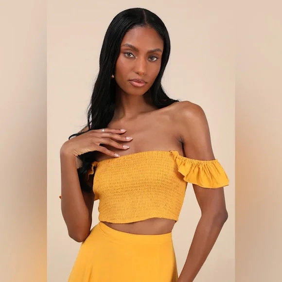 NWT Lulus Trancoso Golden Yellow Two-Piece Maxi Dress XL - Picture 2 of 12